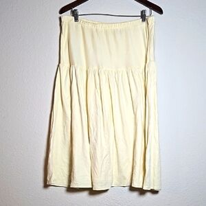 Honors Vintage Elegant Pastel Butter Yellow Tiered Midi Skirt Size 22W